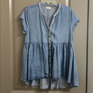 Denim peplum tee.  Size M.
